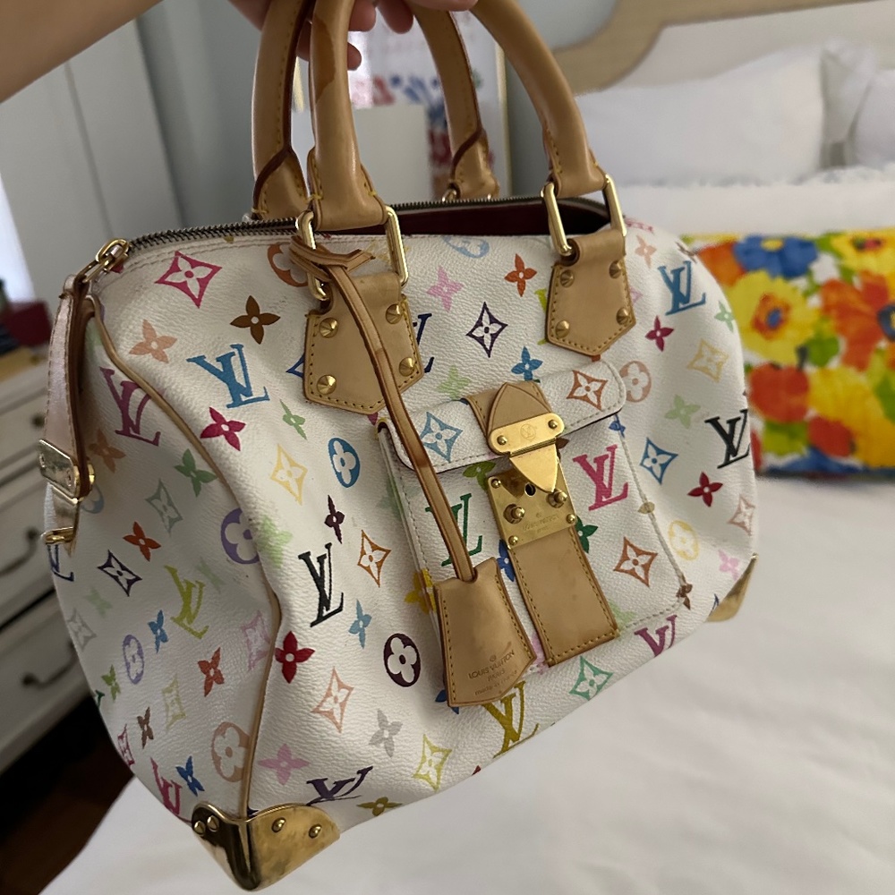 Louis Vuitton Takashi Murakami white multicolor speedy 30 vintage Y2K